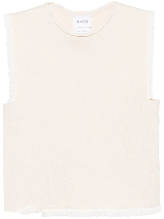 Frayed-Detailing Knitted Top