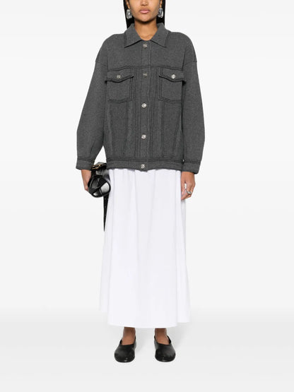 Contrast-Stitching Denim-Effect Jacket