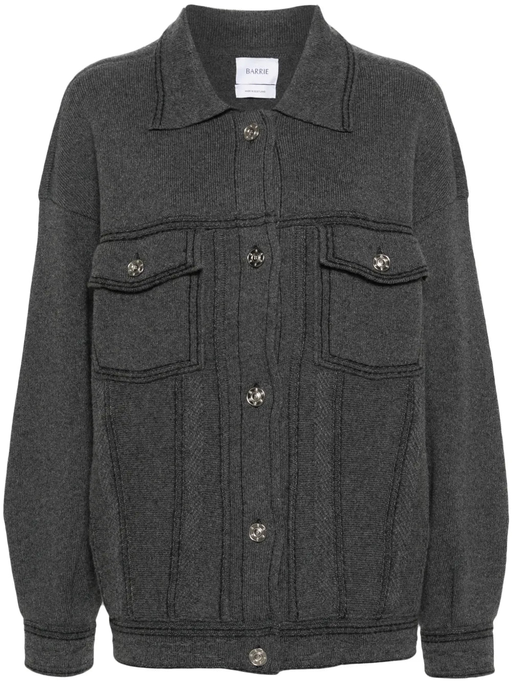 Contrast-Stitching Denim-Effect Jacket