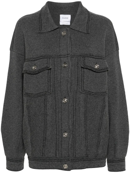 Contrast-Stitching Denim-Effect Jacket
