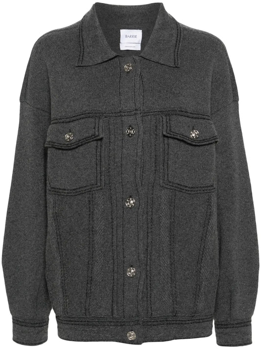 Contrast-Stitching Denim-Effect Jacket