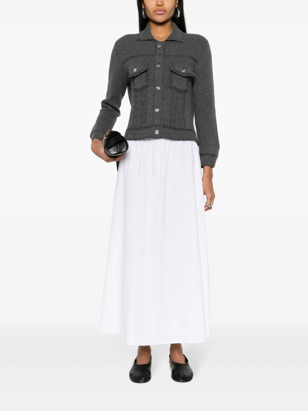 Contrast-Stitch Knitted Jacket