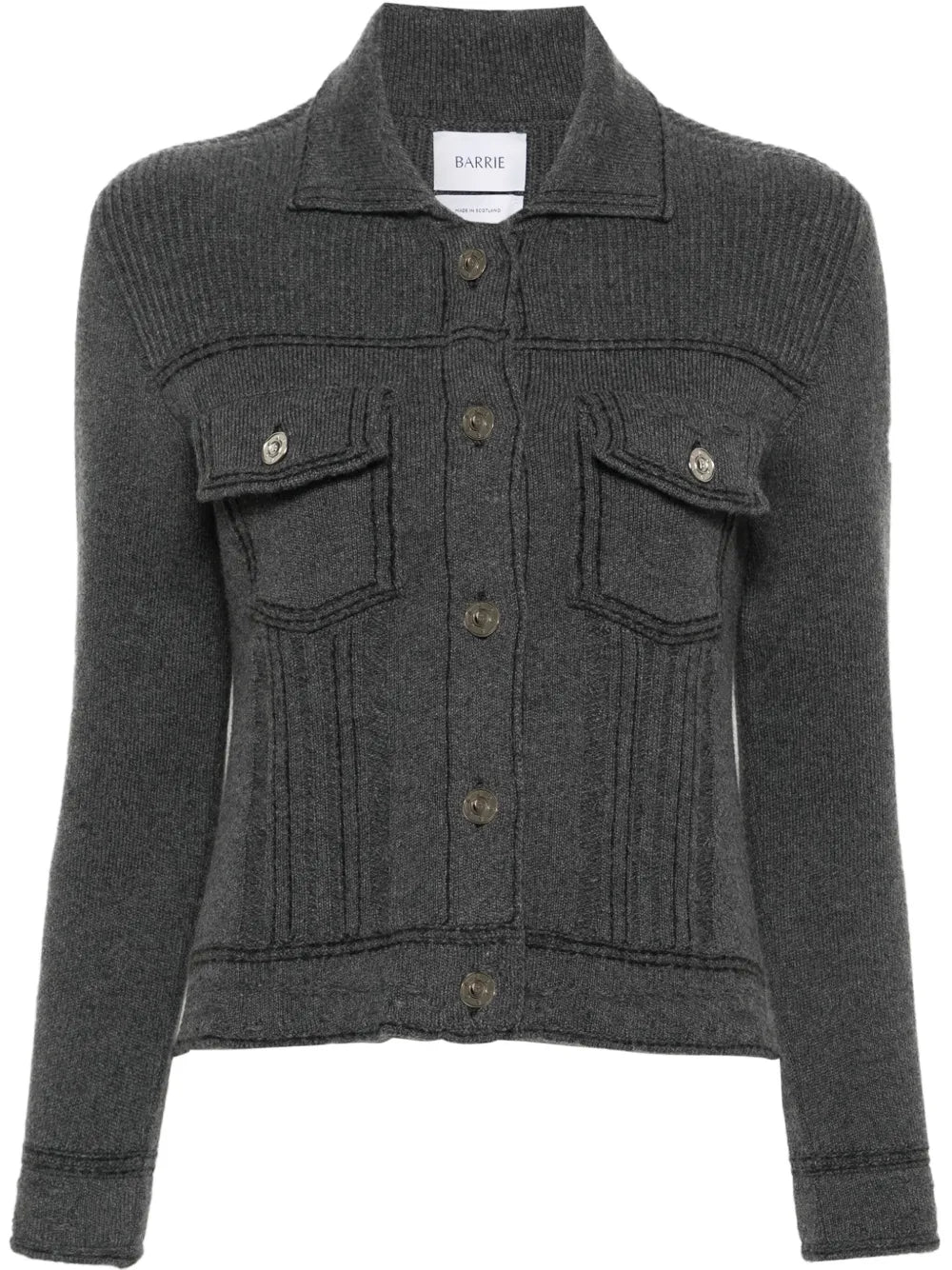 Contrast-Stitch Knitted Jacket