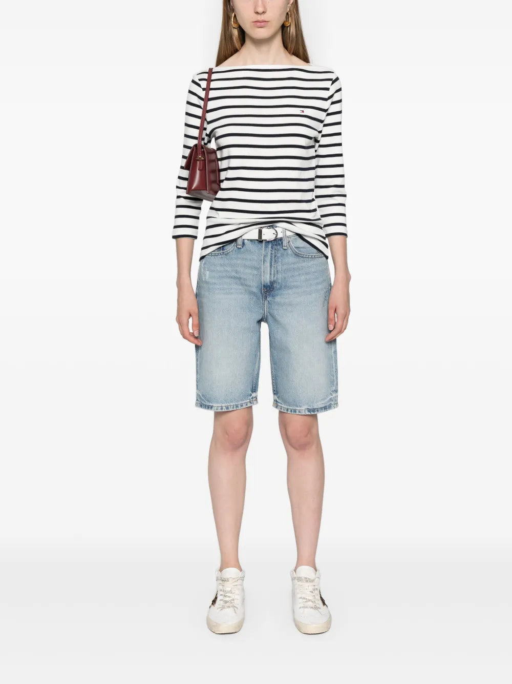 High-Rise Distressed Denim Shorts