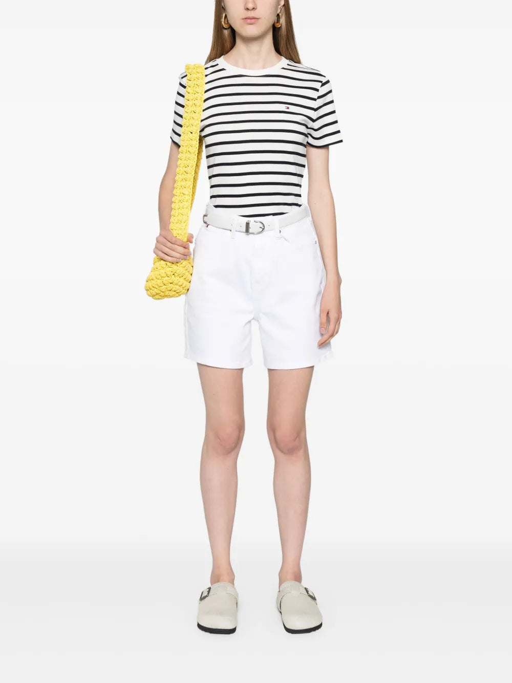 Flag-Embroidered Striped T-Shirt