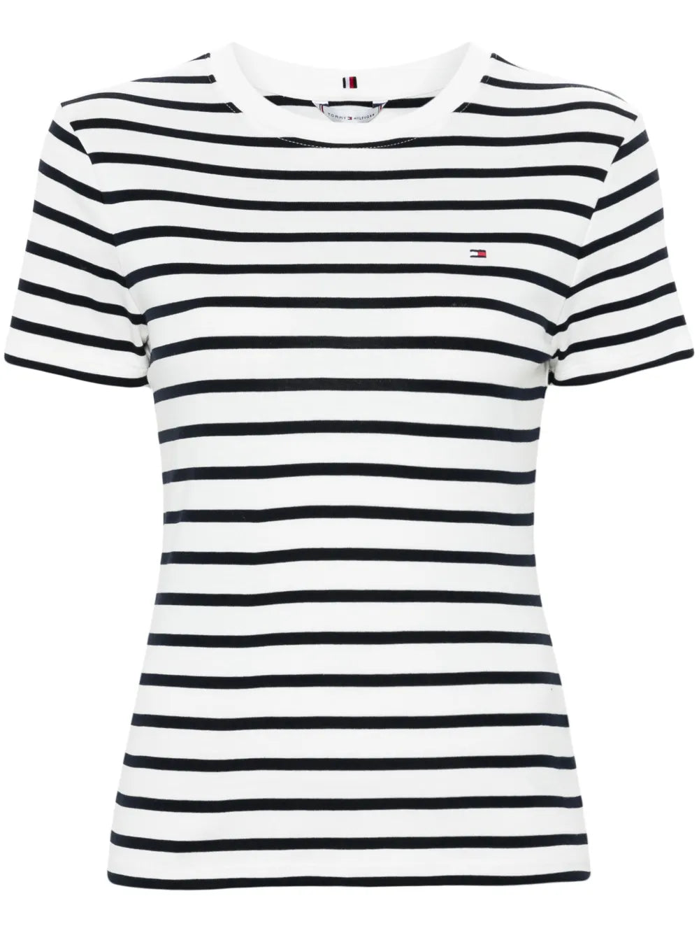 Flag-Embroidered Striped T-Shirt