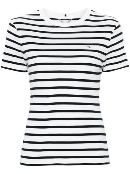 Flag-Embroidered Striped T-Shirt
