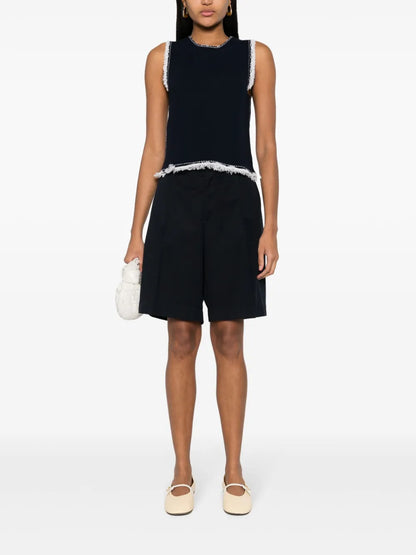 Frayed-Detailing Knitted Top