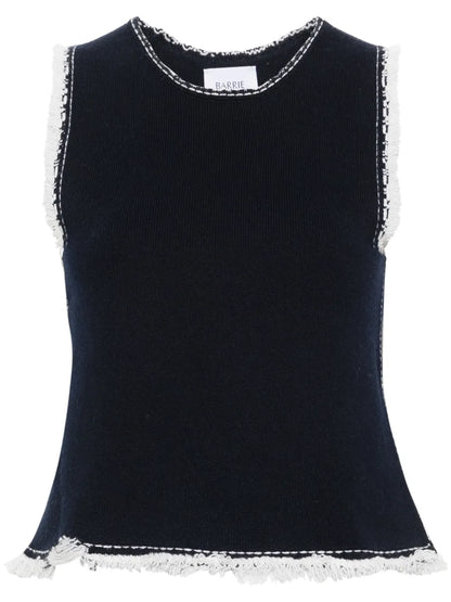 Frayed-Detailing Knitted Top