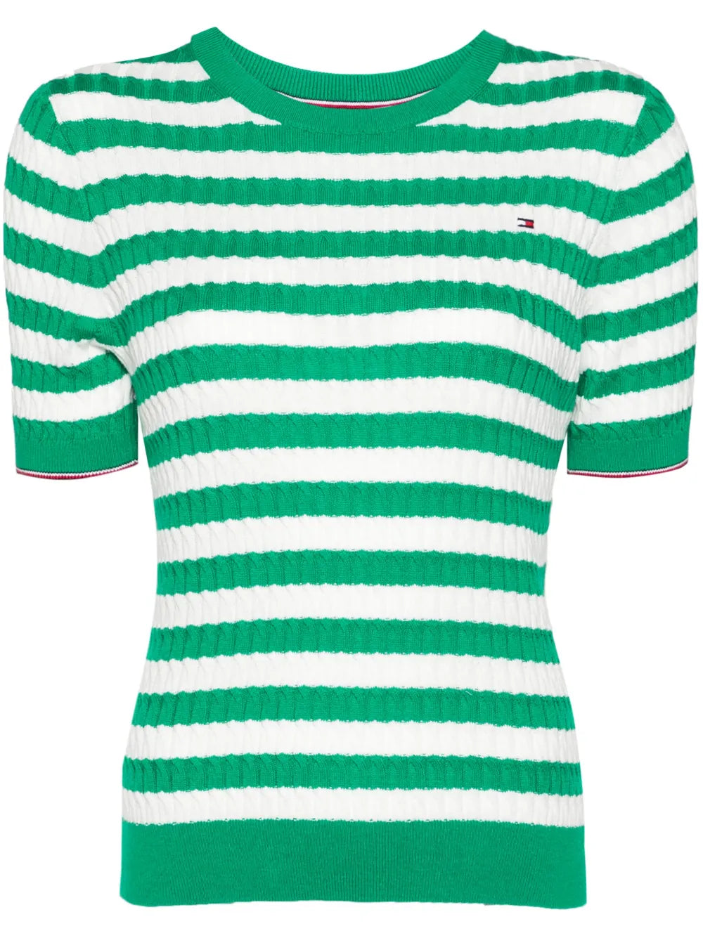 Striped Cable-Knit T-Shirt