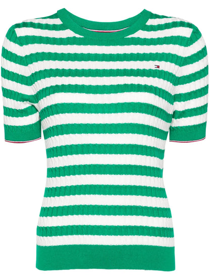 Striped Cable-Knit T-Shirt