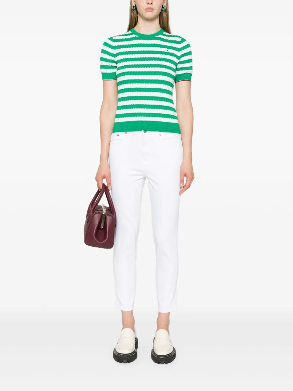 Striped Cable-Knit T-Shirt
