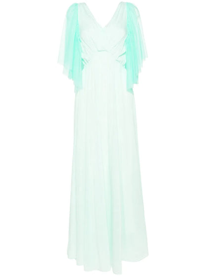 Tulle-Panelled Cotton-Silk Dress