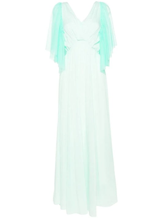 Tulle-Panelled Cotton-Silk Dress