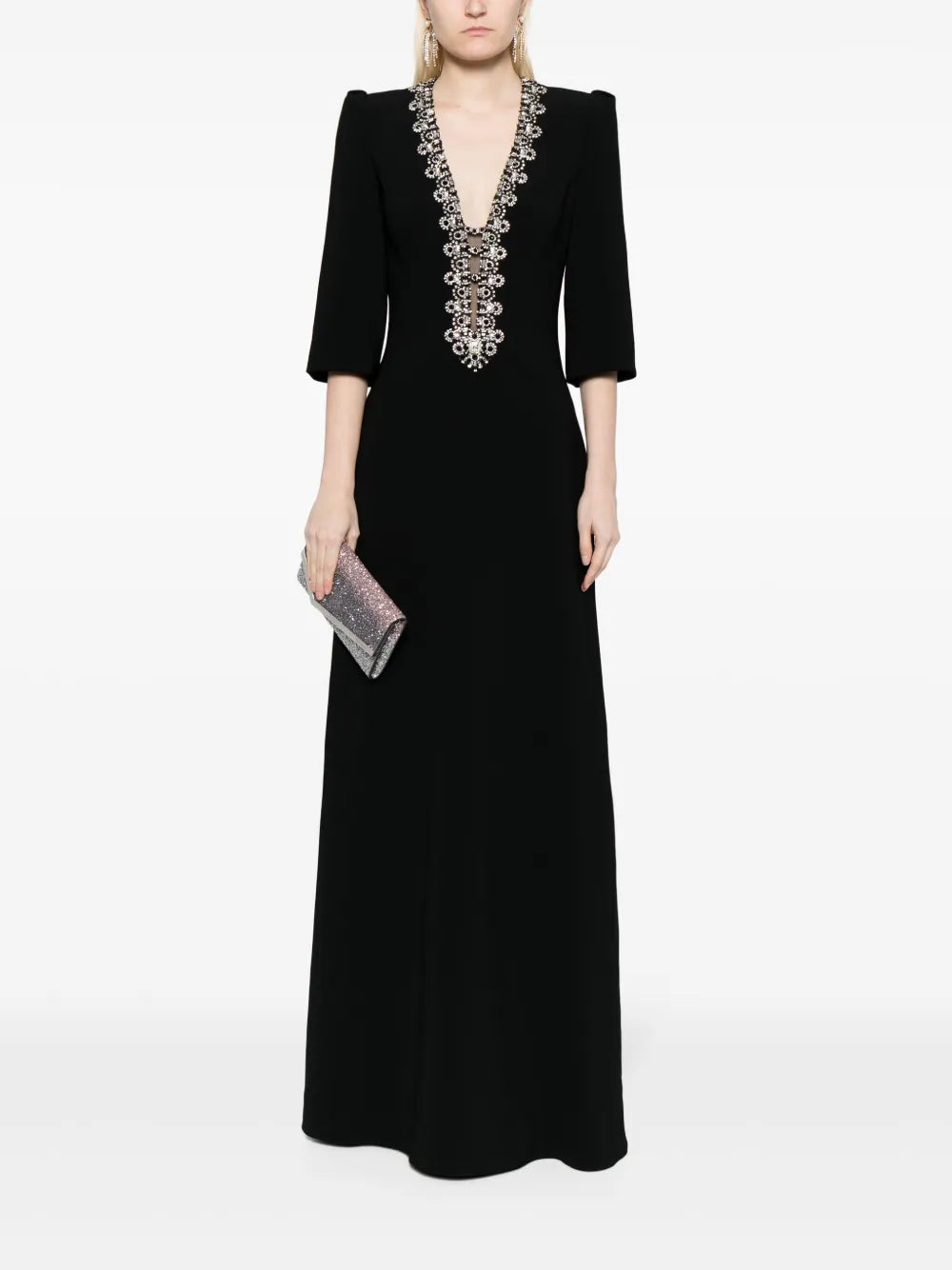 Rive Gauche Crystal-Embellished Gown