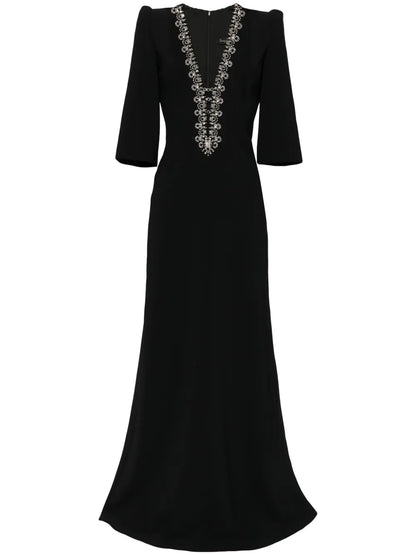 Rive Gauche Crystal-Embellished Gown