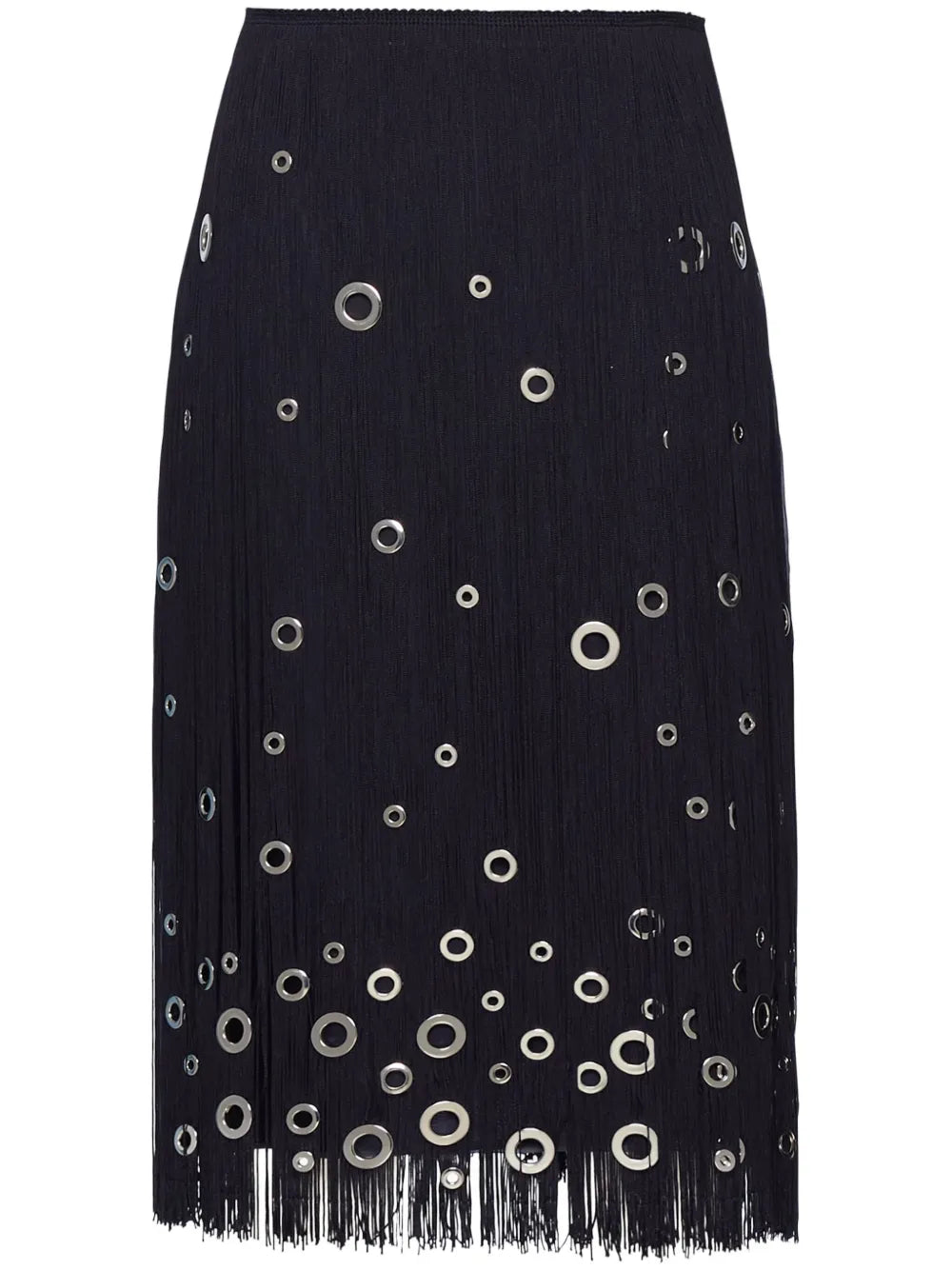 Eyelet-Embellished Fringe Skirt