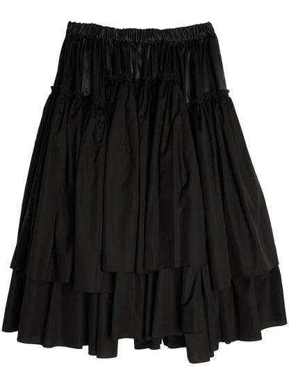 Ruffled Cotton Satin Skirt