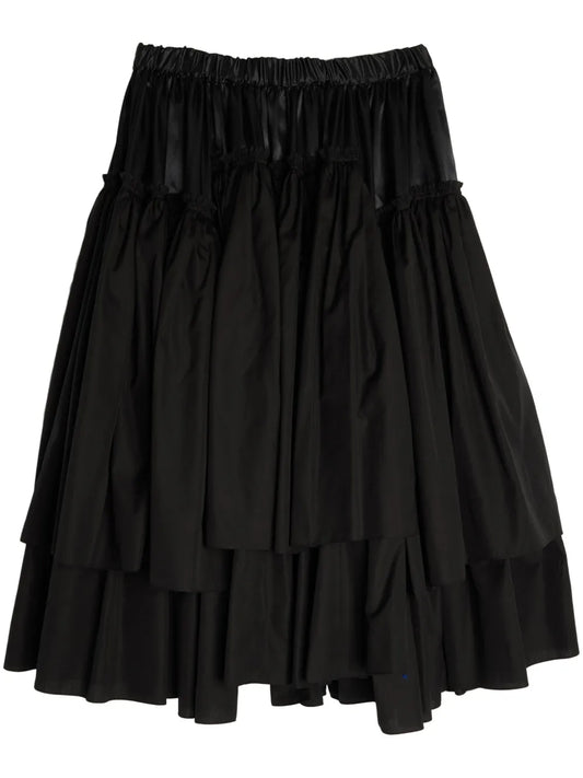 Ruffled Cotton Satin Skirt