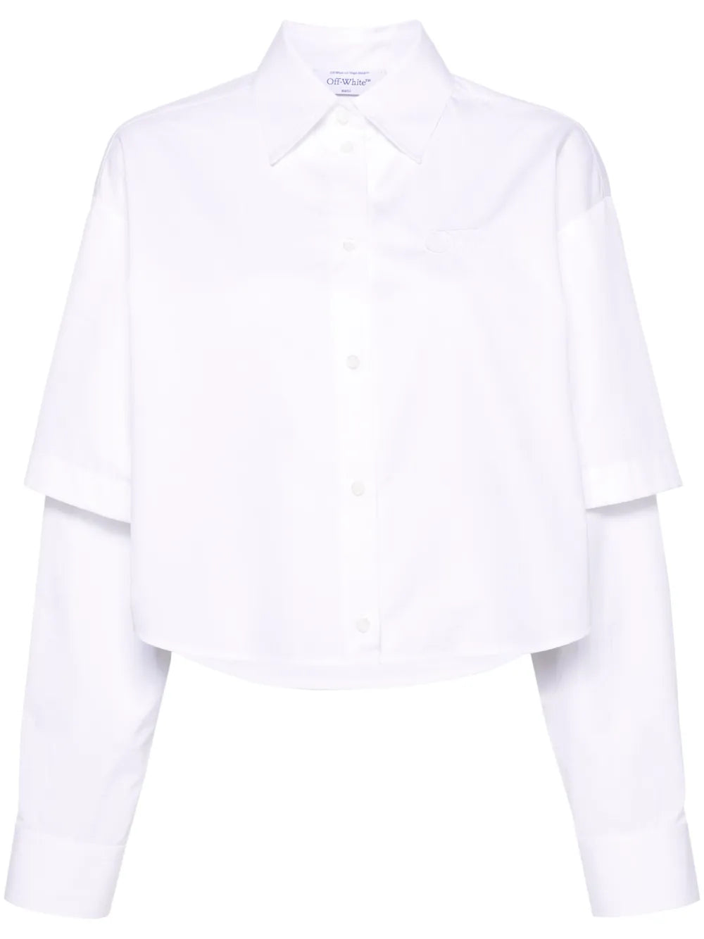 Logo-Embroidery Layered Cotton Shirt