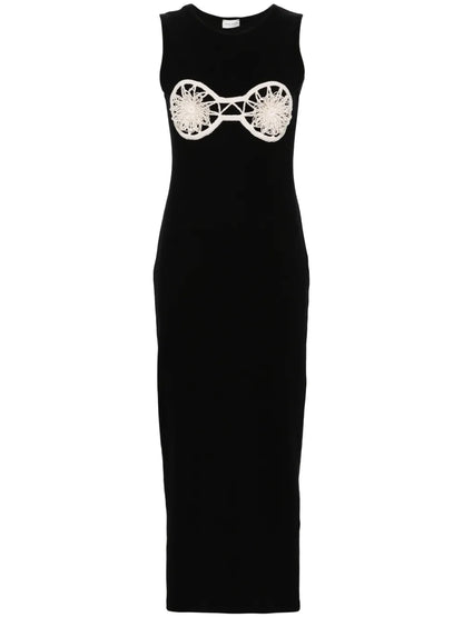 Crochet-Detailed Cotton Maxi Dress