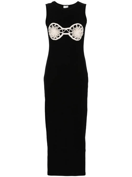 Crochet-Detailed Cotton Maxi Dress