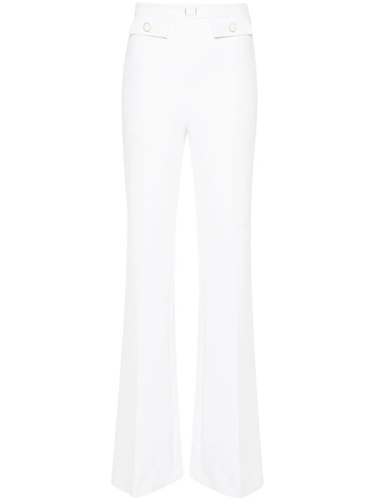 Crepe Logo-Plaque Flared Trousers