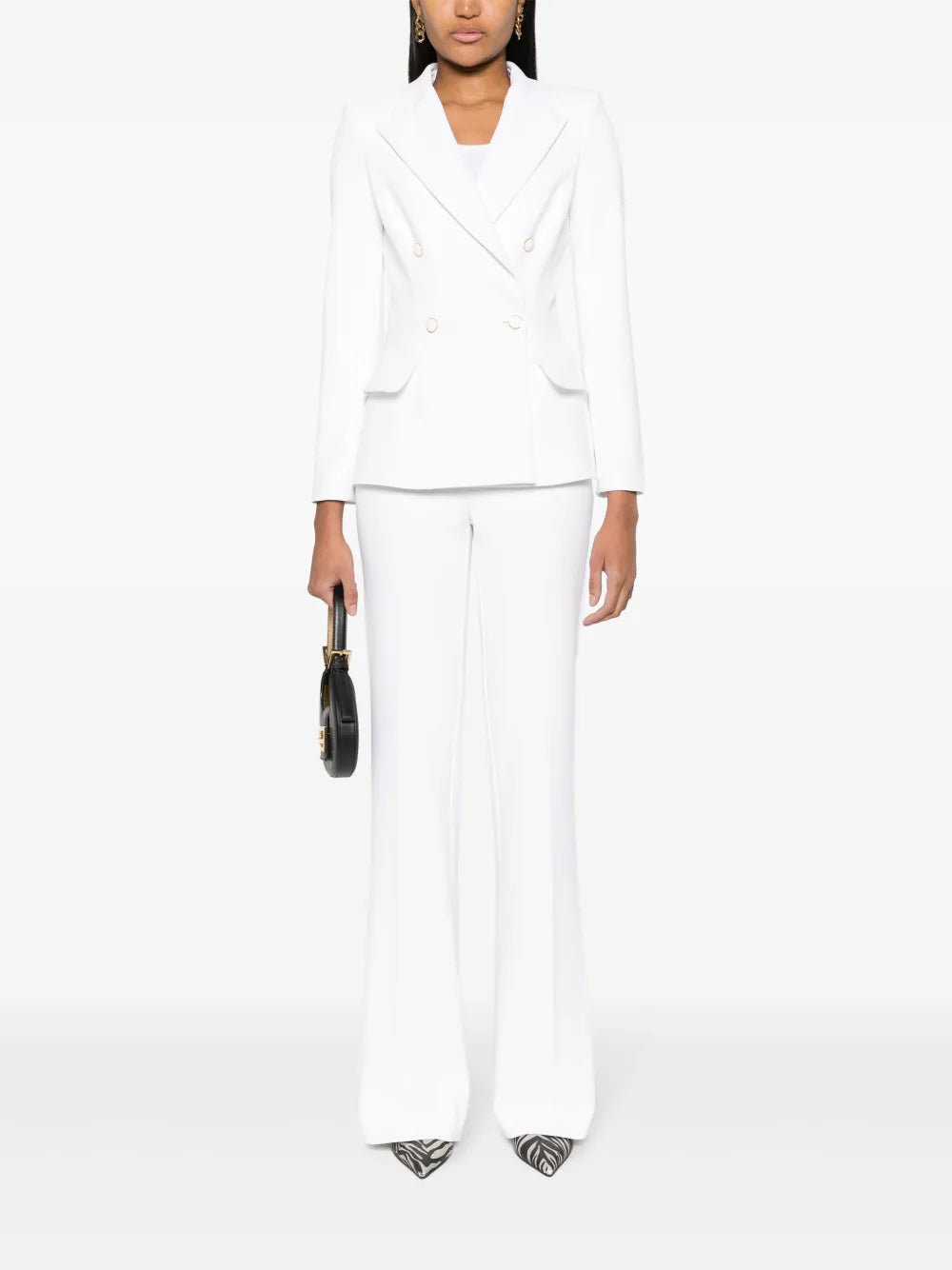 Crepe Logo-Plaque Flared Trousers