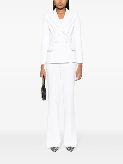Crepe Logo-Plaque Flared Trousers