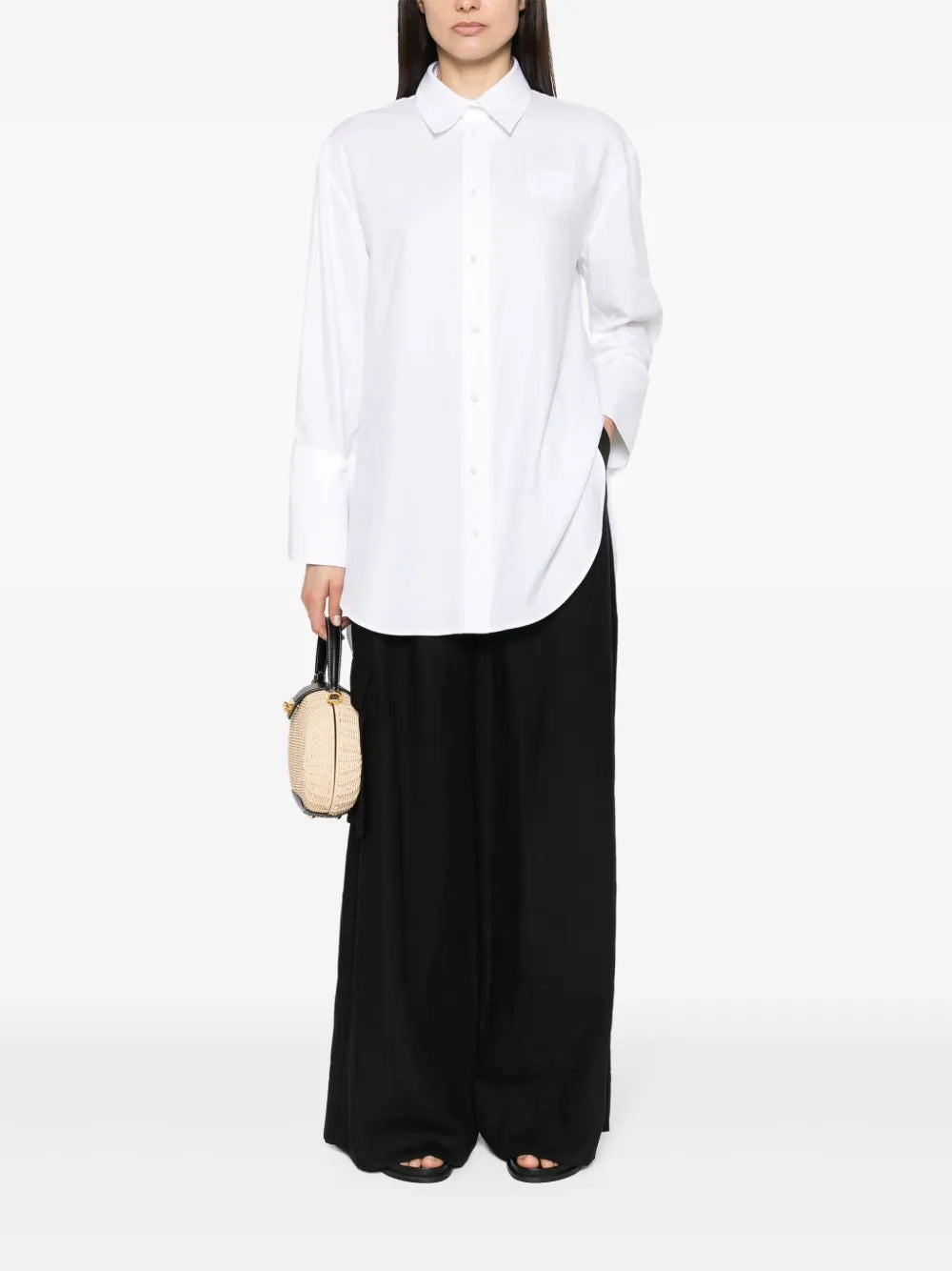 Logo-Patch Detachable-Cuffs Shirt
