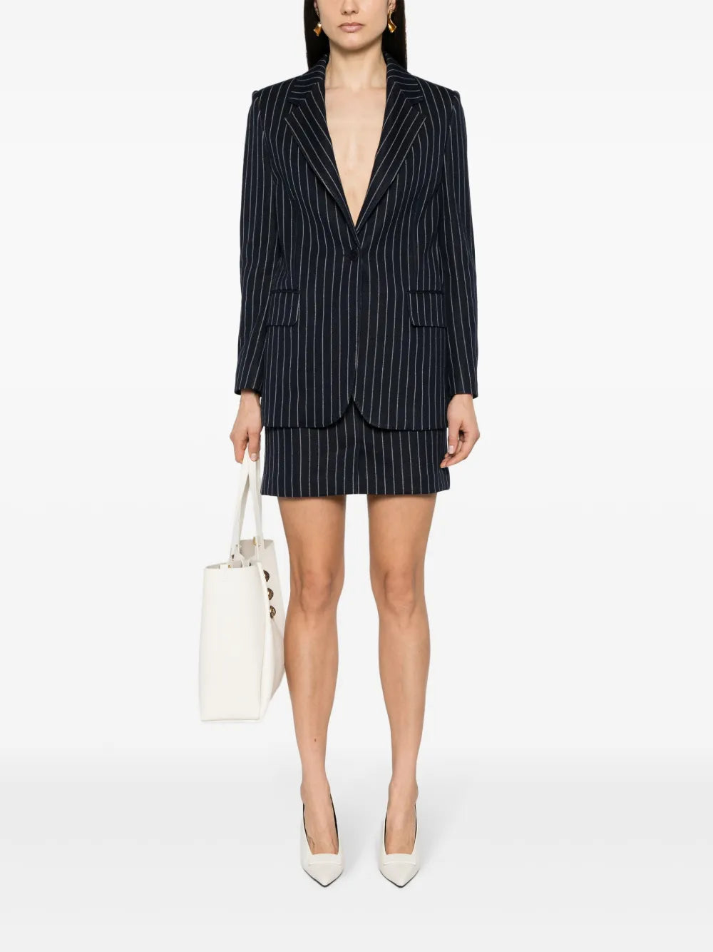 Pinstriped Knitted Blazer