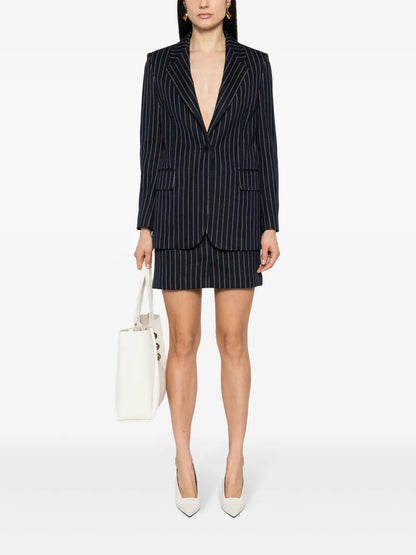 Pinstriped Knitted Blazer