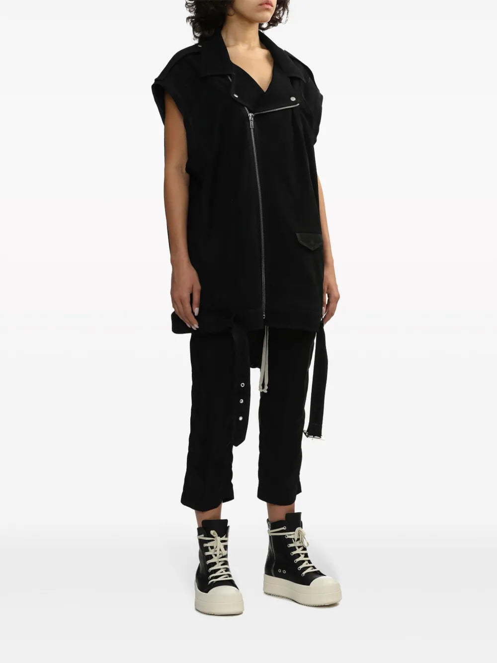 Pressed-Crease Drawstring Cropped Trousers
