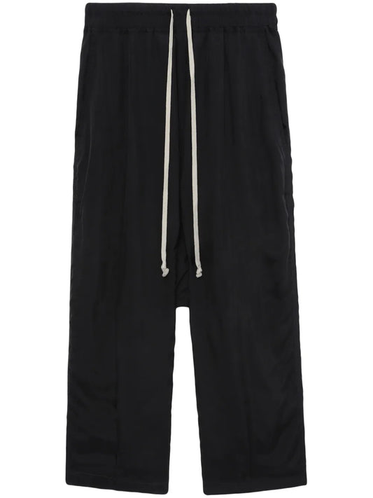 Pressed-Crease Drawstring Cropped Trousers