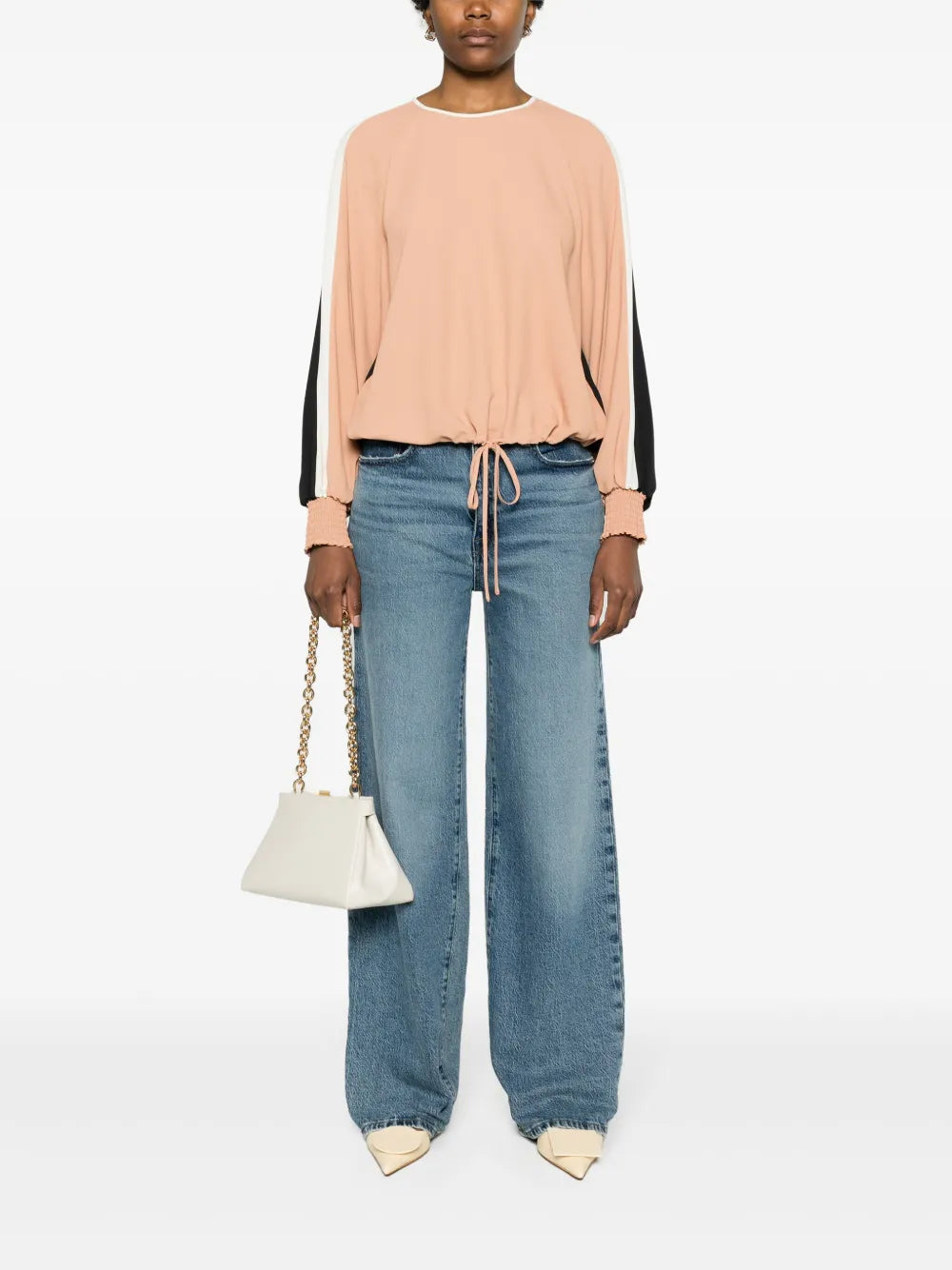Colour-Block Crepe Blouse