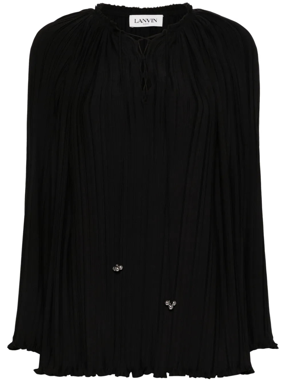 Long-Sleeve Pleated Blouse
