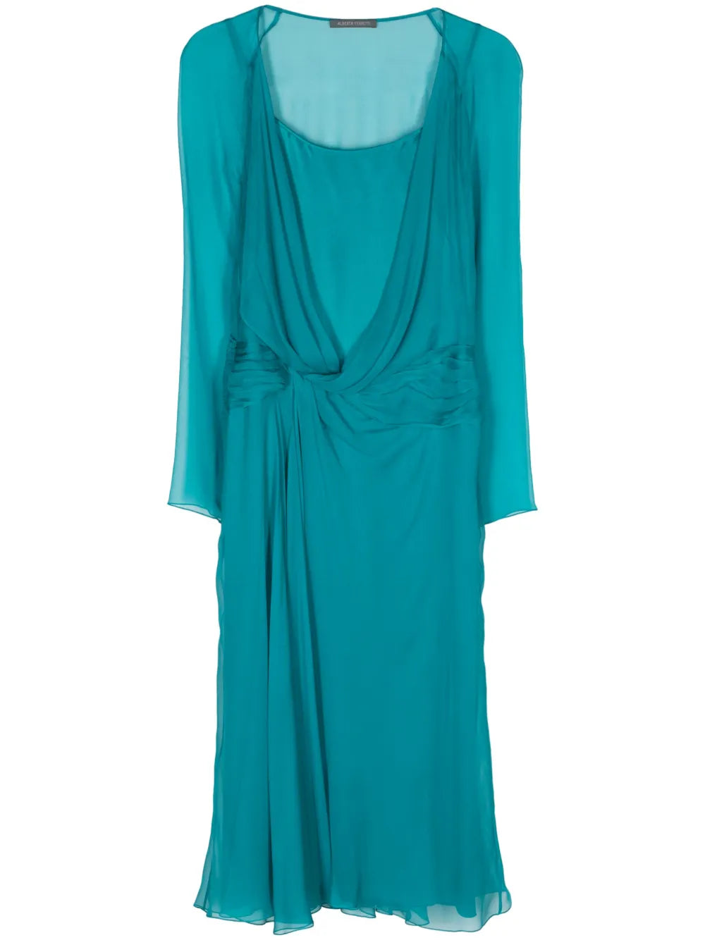 Draped Crepe Midi Dress