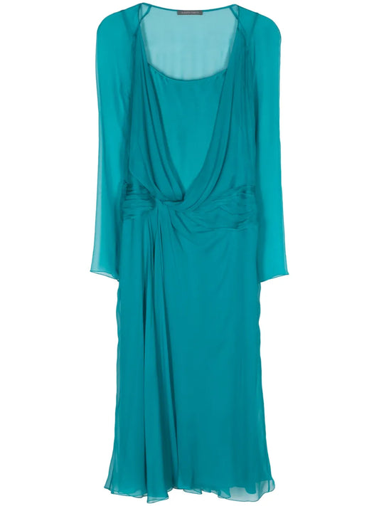 Draped Crepe Midi Dress