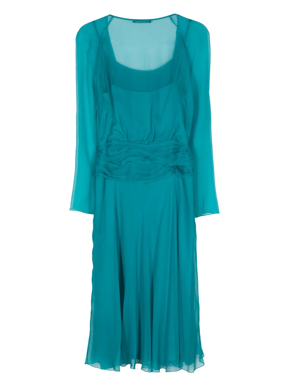 Draped Crepe Midi Dress
