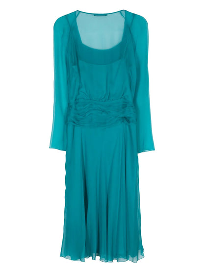 Draped Crepe Midi Dress
