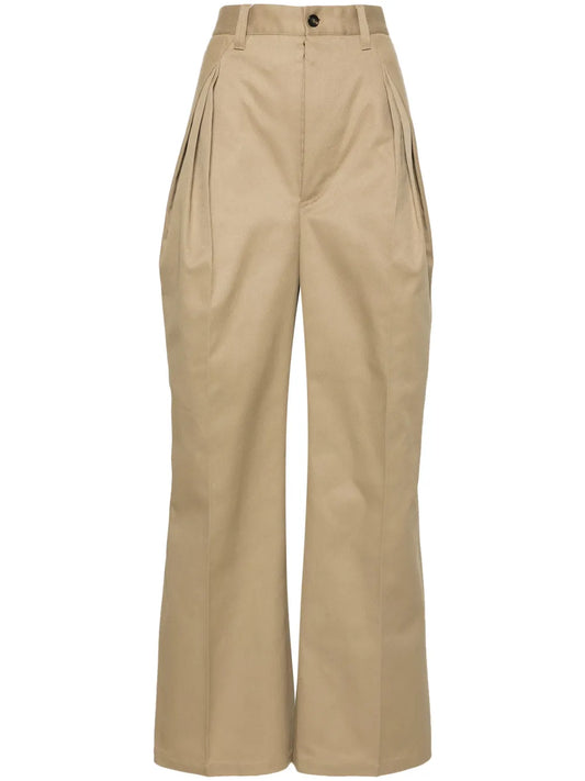 Pleat-Detailed Twill Trousers