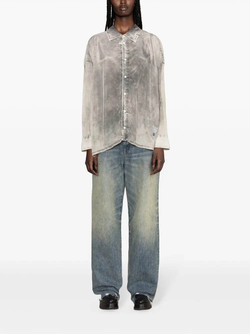 Drop-Shoulder Acid-Wash Shirt