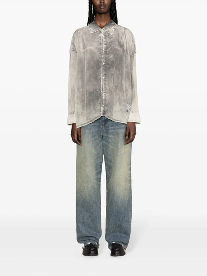 Drop-Shoulder Acid-Wash Shirt