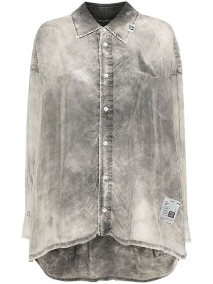Drop-Shoulder Acid-Wash Shirt