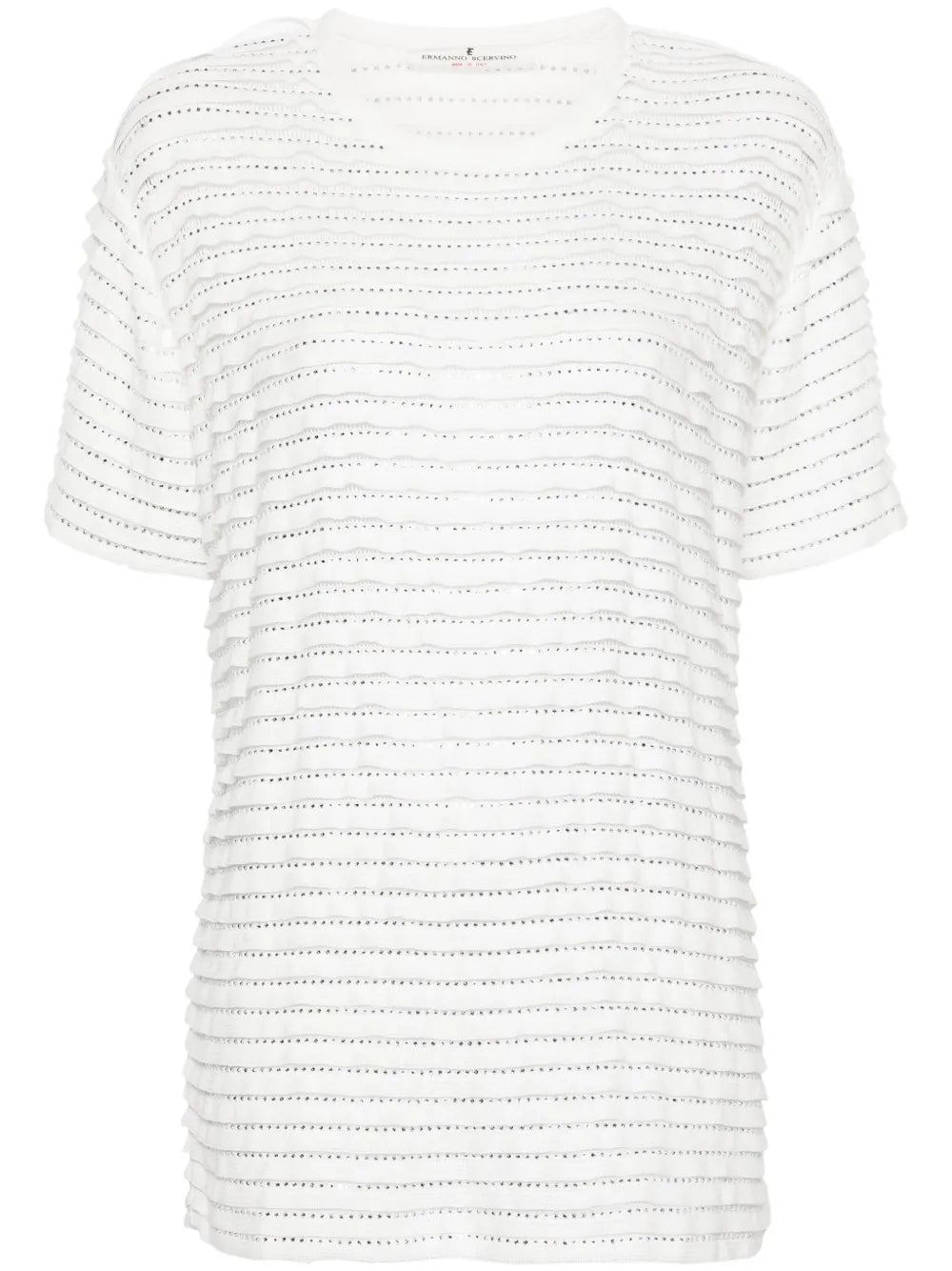 Rhinestone-Embellished Knitted Top