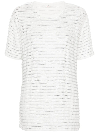 Rhinestone-Embellished Knitted Top