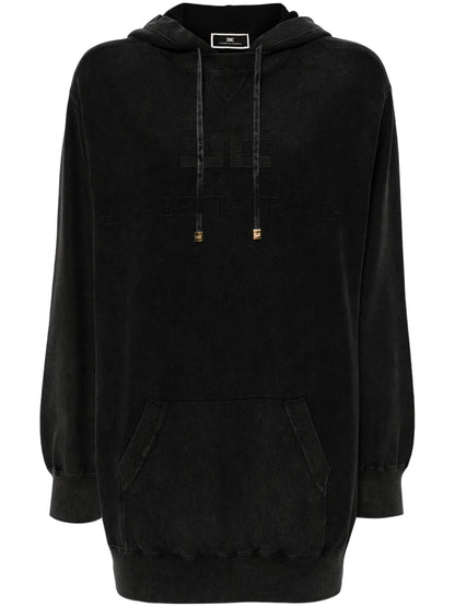 Logo-Embroidered Hooded Sweatshirt Dress