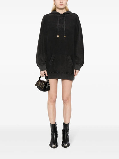 Logo-Embroidered Hooded Sweatshirt Dress