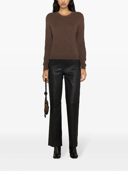 Rihanna Flared Leather Trousers