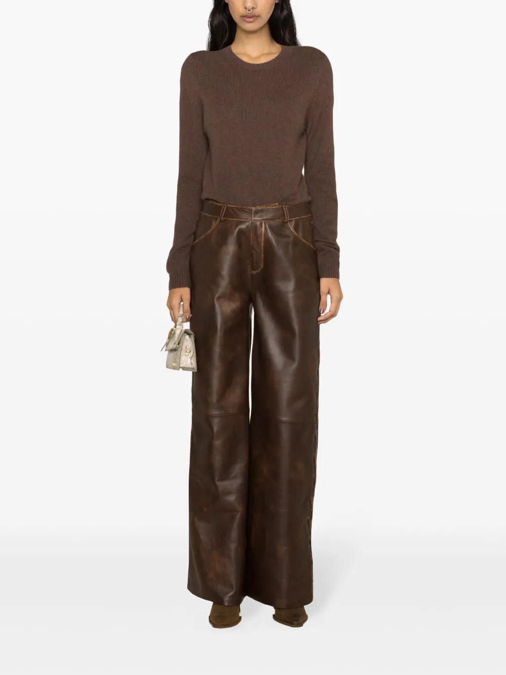 Nisida Wide-Leg Leather Trousers